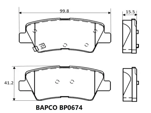 Тормозные колодки дисковые BAPCO BP0674