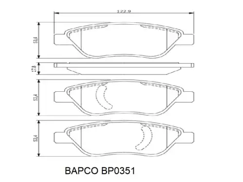 Тормозные колодки дисковые BAPCO BP0351