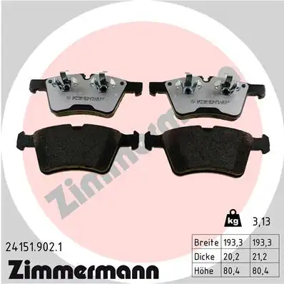 Тормозные колодки дисковые передняя ось ZIMMERMANN 24151.902.1
