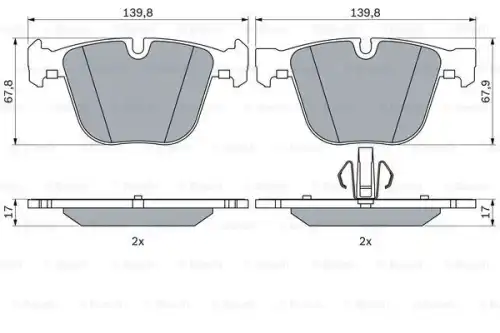 Тормозные колодки дисковые передняя ось BOSCH 0 986 424 612