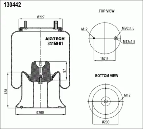 пневмоподушка со стаканом Frue 34159-01 K AIRTECH