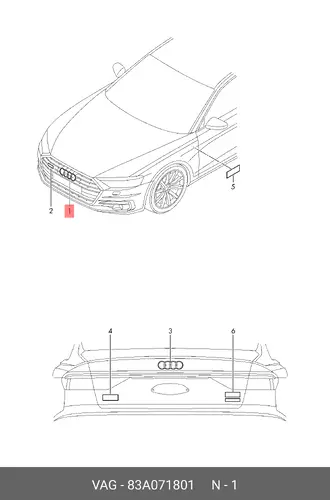 Эмблема AUDI 83A071801 VAG