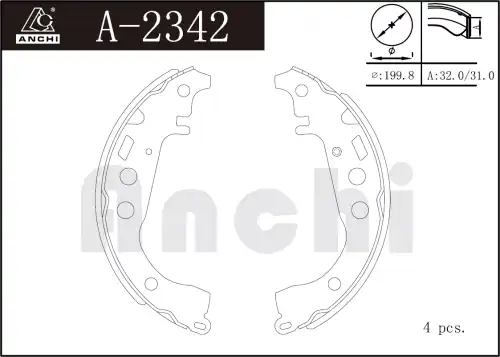 Тормозные колодки барабанные ANCHI A2342