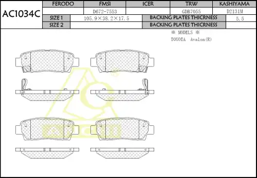 Тормозные колодки дисковые ANCHI AC1034C