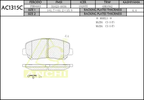 Тормозные колодки дисковые ANCHI AC1315C