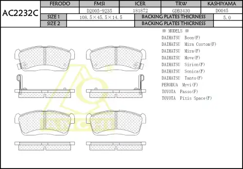 Тормозные колодки дисковые ANCHI AC2232C