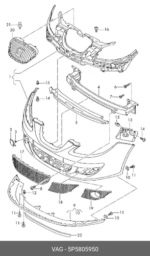 Клык бампера 5P5805950 VAG