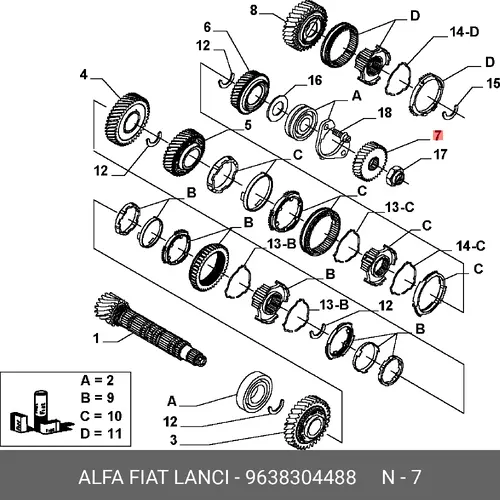 Шестерня КПП ALFA ROMEO 9638304488