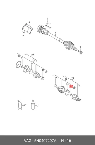 5N0407297A (8 гр.), Стопорное кольцо VAG