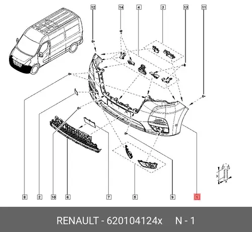 620104124X БАМПЕР ПЕР 620104124X RENAULT