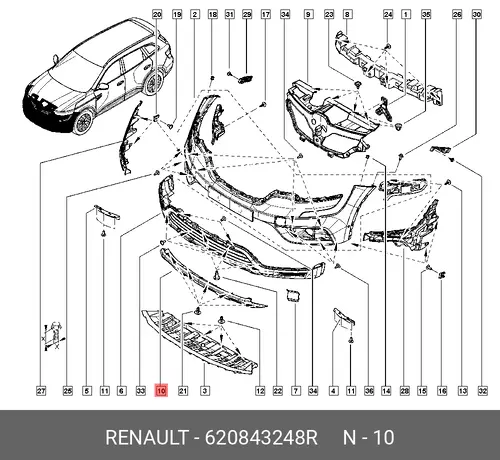 620843248R МОЛДИНГ БАМПЕРА ПЕР НИЖ RENAULT