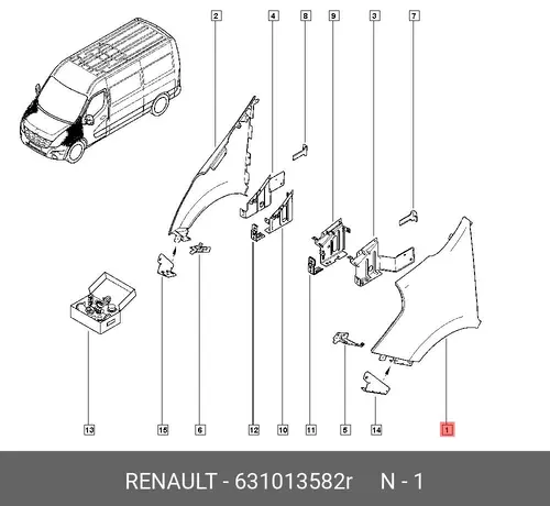 Крыло RENAULT 631013582R