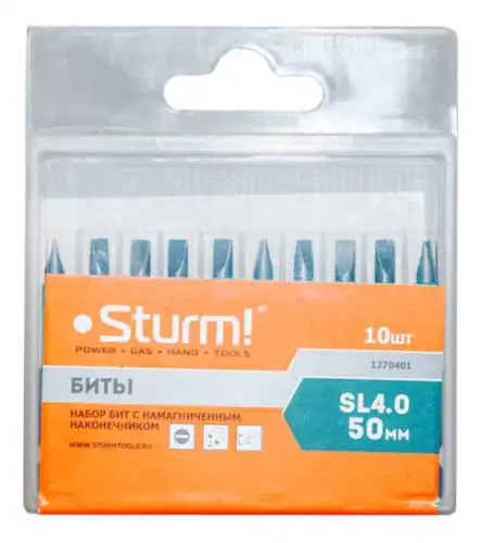 Биты (10 шт, SL4, 50 мм) Sturm 1270401