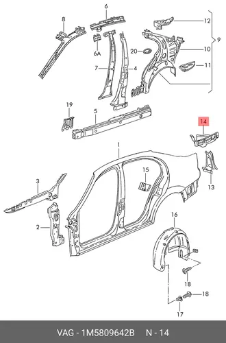 Канал уплотнителя 1M5809642B VAG