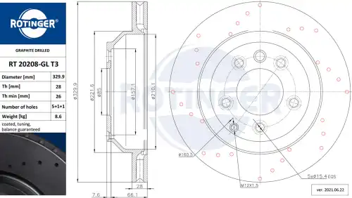 Тормозной диск ROTINGER RT 20208-GL T3