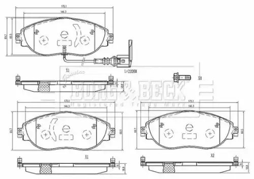 Тормозные колодки дисковые BORG&BECK BBP2605