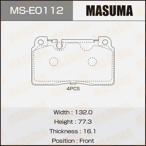 Тормозные колодки дисковые MASUMA MS-E0112