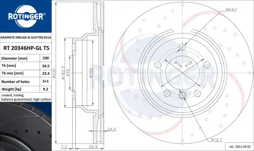 Тормозной диск ROTINGER RT 20346HP-GL T5
