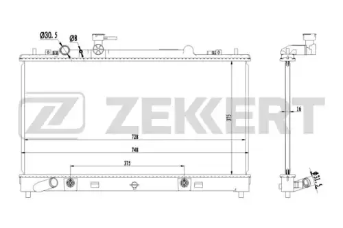 Радиатор системы охлаждения двигателя ZEKKERT MK1204