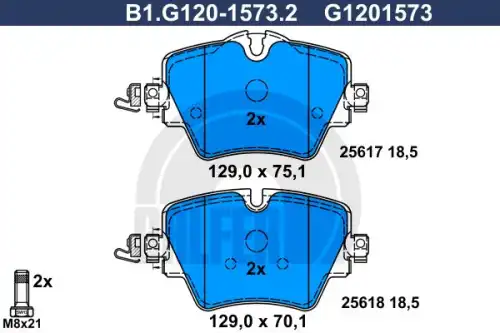 Тормозные колодки дисковые GALFER B1.G120-1573.2