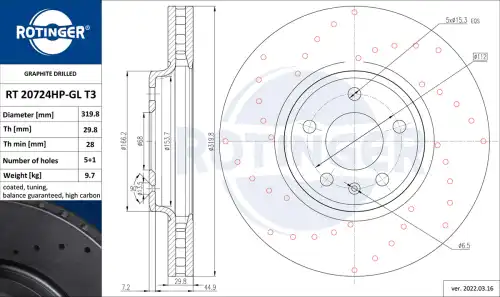 Тормозной диск ROTINGER RT 20724HP-GL T3