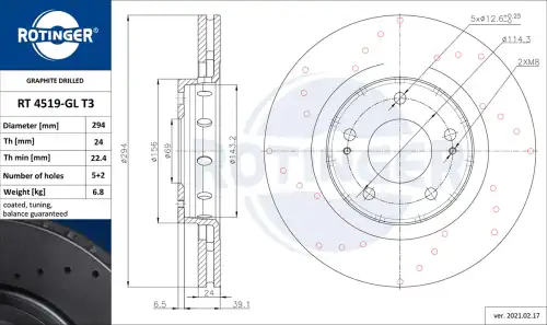 Тормозной диск ROTINGER RT 4519-GL T3