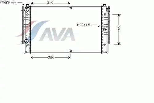 Радиатор системы охлаждения двигателя AVA VW2149