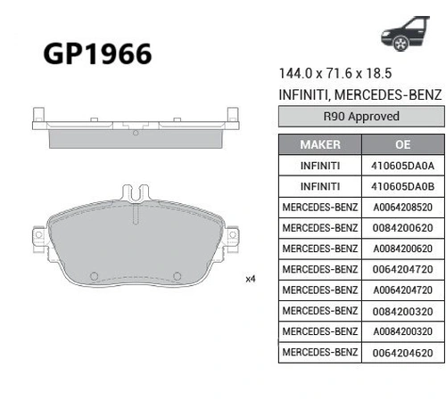 Тормозные колодки дисковые передняя ось SANGSIN GP1966