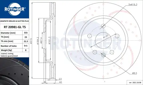 Тормозной диск ROTINGER RT 20981-GL T5