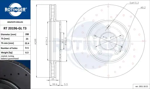 Тормозной диск ROTINGER RT 20196-GL T3