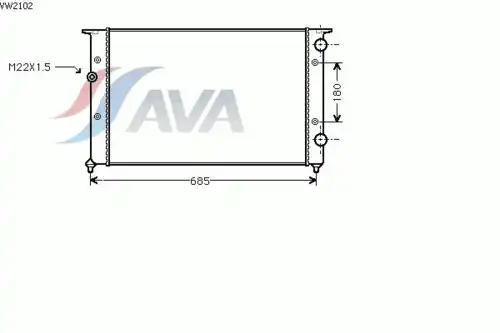 Радиатор системы охлаждения двигателя AVA VW2102
