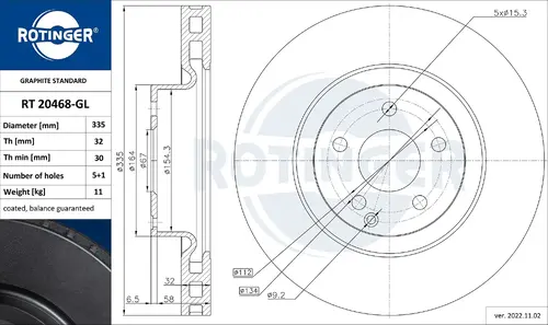 Тормозной диск ROTINGER RT 20468-GL