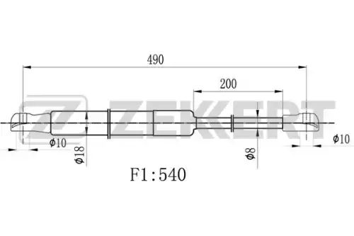 Амортизатор (упор) багажника ZEKKERT GF-2500