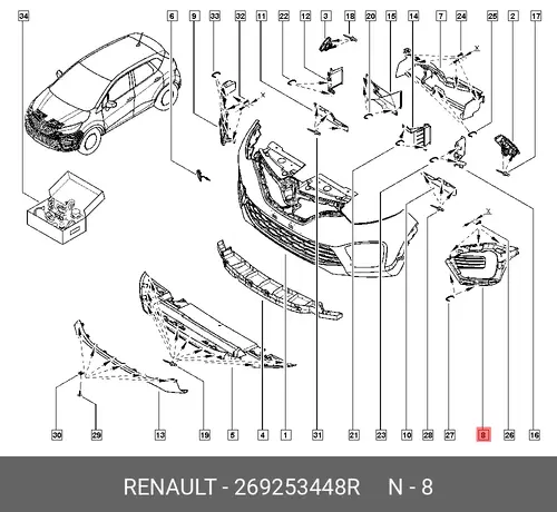 269253448R Кронштейн дхо левый RENAULT