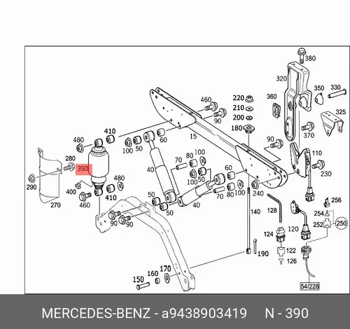 Амортизатор кабины с пружиной MB 9438903419 задний O/O