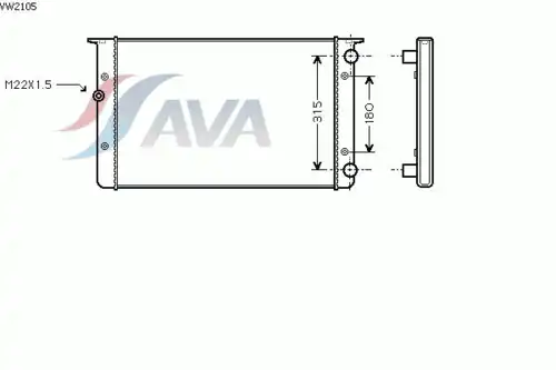 Радиатор системы охлаждения двигателя AVA VW2105