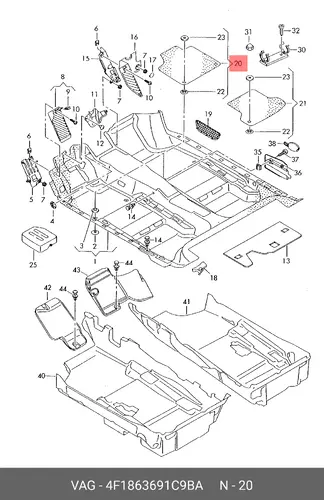 Коврики в салон VAG 4F1863691C 9BA
