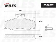 Тормозные колодки дисковые передняя ось MILES E500317