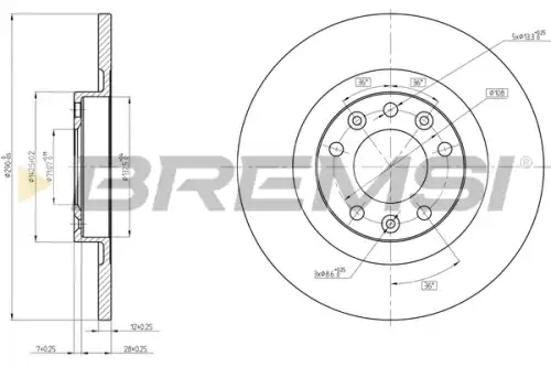 Тормозной диск CD8654S BREMSI