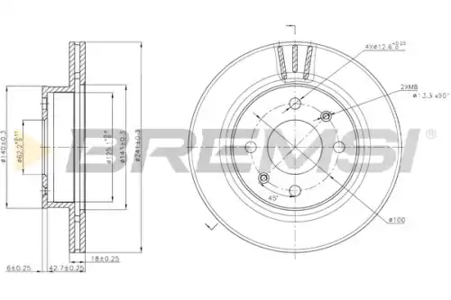 Тормозной диск CD7268V BREMSI