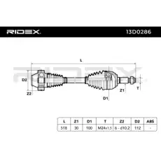 Приводной вал 13D0286 RIDEX