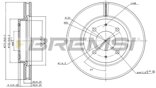 Тормозной диск CD7845V BREMSI