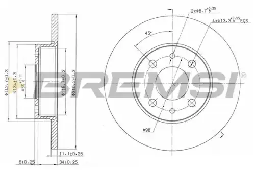 Тормозной диск CD6240S BREMSI