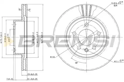 Тормозной диск CD6697V BREMSI