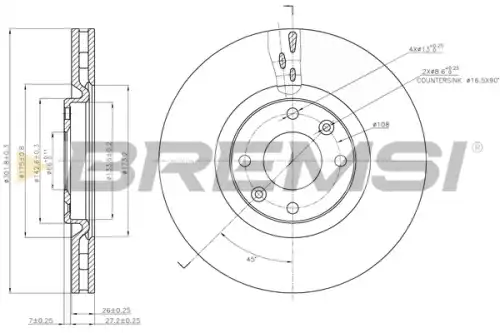 Тормозной диск CD7676V BREMSI