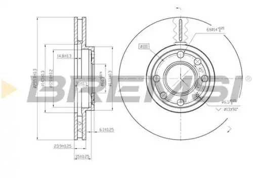 Тормозной диск CD7041V BREMSI