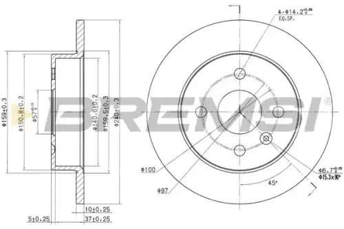 Тормозной диск CD7043S BREMSI