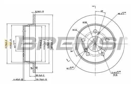 Тормозной диск CD6122S BREMSI
