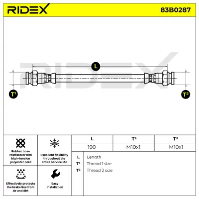 Тормозной шланг 83B0287 RIDEX