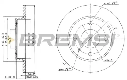 Тормозной диск CD7622S BREMSI